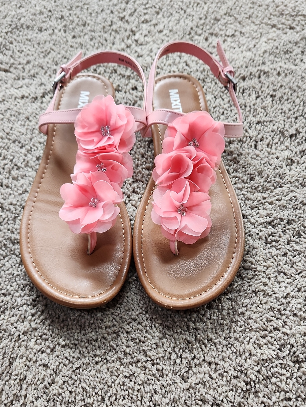 Ladies Pink Floral Thong Sandals